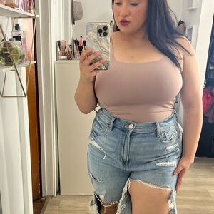 Square neck nude , Maude colored body suit